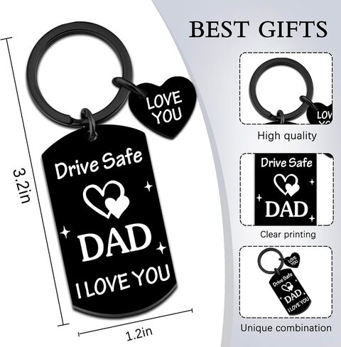 First Fathers Day Keychain Gifts from Daughter Son Drive Safe Keyring Unique Funny Birthday Gift for Dad Papa Best Dad Ever Christmas Thanksgiving Valentines Ideas in Kuwait