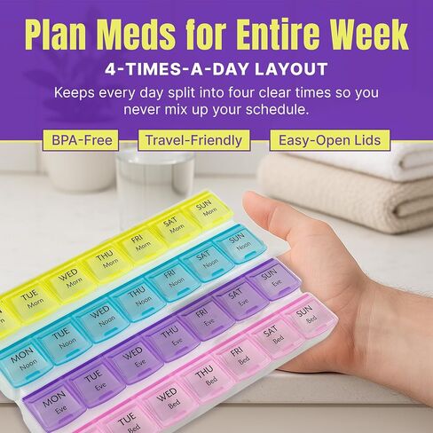 Weekly Pill Organizer with 28 Compartments, by MEDca in Kuwait