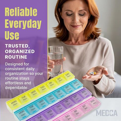 Weekly Pill Organizer with 28 Compartments, by MEDca in Kuwait
