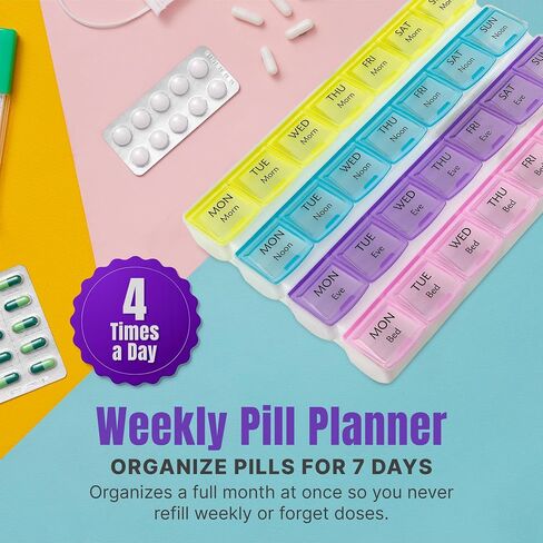 Weekly Pill Organizer with 28 Compartments, by MEDca in Kuwait