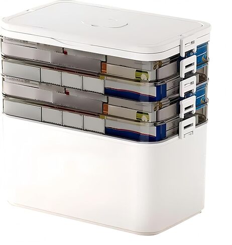 5-Tier Medicine Cabinet Large Pill Organizer with Plastic Handle Bathroom Storage Solution for Home Office, Pill Bottle, Art, Craft Tool Box Organizer (White) in Saudi Arabia