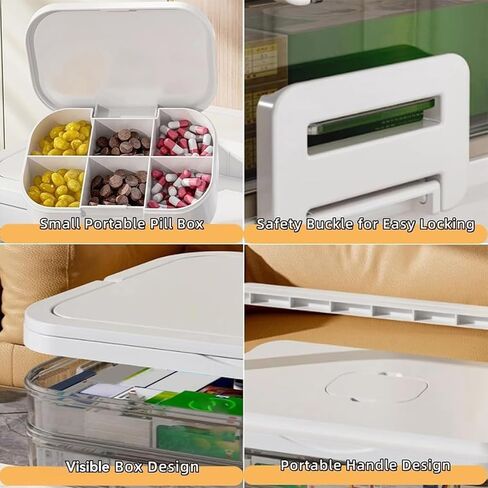 5-Tier Medicine Cabinet Large Pill Organizer with Plastic Handle Bathroom Storage Solution for Home Office, Pill Bottle, Art, Craft Tool Box Organizer (White) in Saudi Arabia