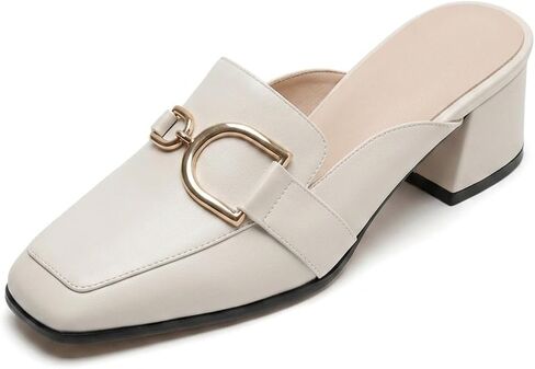 Women's Closed Toe Mules Slip on Loafer Mules with Decorative Buckle Low Block Heel Backless Slides Square Toe Comfort Shoes in Saudi Arabia
