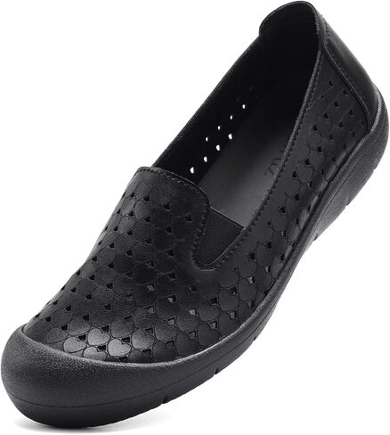 Women Summer Leather Loafers with Heart-Shaped Embossing Comfortable and Breathable Slip-On Flats Impact-Resistant Toe Cap with Non-Slip Sole Ideal for Walking in Saudi Arabia
