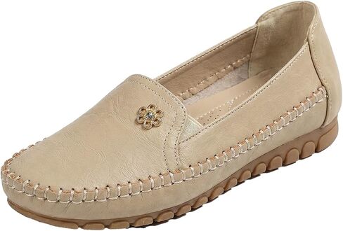 Women's Classic Loafers Lightweight Non-Slip Hand-Stitched Nurse Shoes Comfortable Soft Sole Slip-On Leather Flats in Saudi Arabia