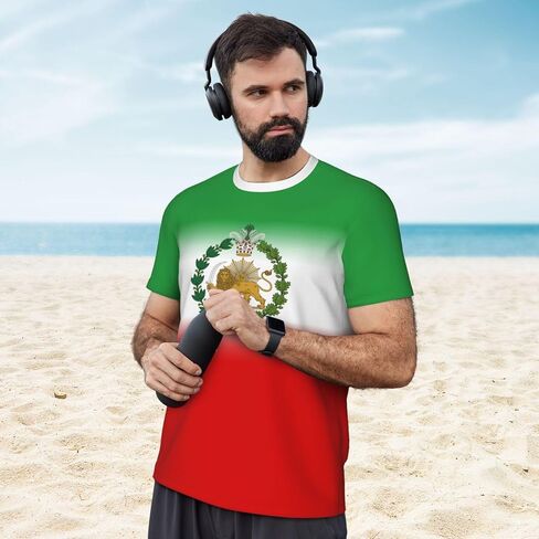 Persia Iran Flag Sun Lion 1907-1925 T-Shirt Sports Jerseys Patriotic for Running Soccer Fitness in Saudi Arabia
