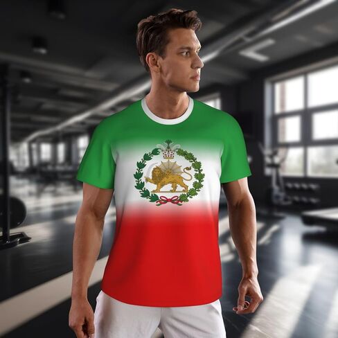 Persia Iran Flag Sun Lion 1907-1925 T-Shirt Sports Jerseys Patriotic for Running Soccer Fitness in Saudi Arabia