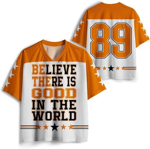 Oversized Mesh Football Jersey for Men Women, Y2K Hip Hop V-Neck Retro Number Graphic Print Short Sleeve Shirt in Saudi Arabia