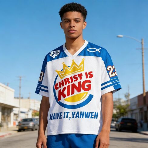 Oversized Mesh Football Jersey for Men Women, Y2K Hip Hop V-Neck Retro Number Graphic Print Short Sleeve Shirt in Kuwait