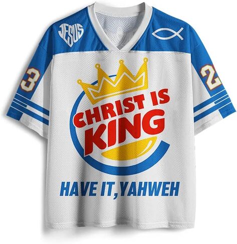 Oversized Mesh Football Jersey for Men Women, Y2K Hip Hop V-Neck Retro Number Graphic Print Short Sleeve Shirt in Kuwait