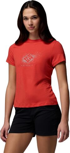 Columbia Women's Parsons Point Short Sleeve Graphic Tee, Poppy Red Heather/Splattered, Small in Kuwait