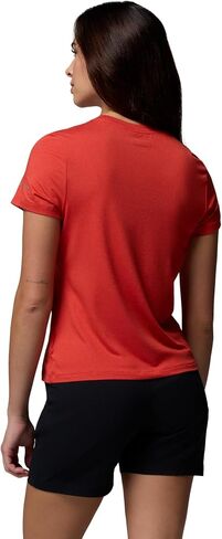 Columbia Women's Parsons Point Short Sleeve Graphic Tee, Poppy Red Heather/Splattered, Small in Kuwait