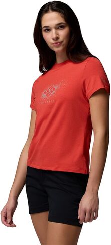 Columbia Women's Parsons Point Short Sleeve Graphic Tee, Poppy Red Heather/Splattered, Small in Kuwait