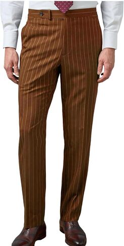 VENNYNG Men's Formal Stripe Dress Pants Elastic Back Waist Trousers Straight Leg Business Casual Office in Saudi Arabia