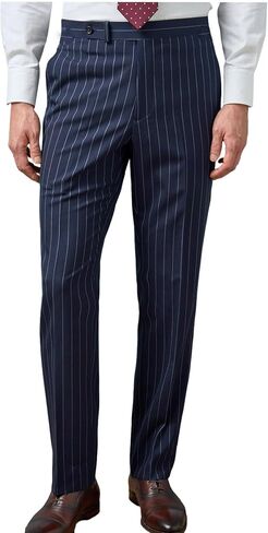 VENNYNG Men's Formal Stripe Dress Pants Elastic Back Waist Trousers Straight Leg Business Casual Office in Kuwait