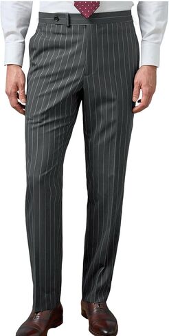 VENNYNG Men's Formal Stripe Dress Pants Elastic Back Waist Trousers Straight Leg Business Casual Office in Kuwait
