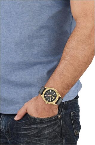 Versace V-Code GMT Collection Luxury Mens Watch Timepieces with a Black Strap and Dial Featuring a Gold Case in Kuwait