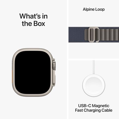 Apple Watch Ultra 2 [GPS + Cellular, 49mm] - Rugged Titanium Case & Blue Alpine Loop - Small (Renewed) in Kuwait