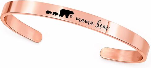 SM Design Mama Bear Cuff Bracelet Gift For Mom with Cubs Valentines Day Birthday Personalized Amount of Cubs Mom Gift ST-MAMA-BEAR-CUFF in Saudi Arabia