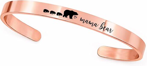 SM Design Mama Bear Cuff Bracelet Gift For Mom with Cubs Valentines Day Birthday Personalized Amount of Cubs Mom Gift ST-MAMA-BEAR-CUFF in Saudi Arabia