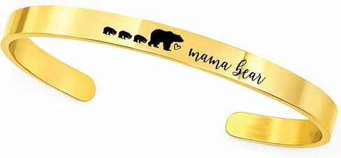 SM Design Mama Bear Cuff Bracelet Gift For Mom with Cubs Valentines Day Birthday Personalized Amount of Cubs Mom Gift ST-MAMA-BEAR-CUFF in Saudi Arabia