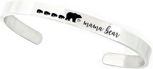 SM Design Mama Bear Cuff Bracelet Gift For Mom with Cubs Valentines Day Birthday Personalized Amount of Cubs Mom Gift ST-MAMA-BEAR-CUFF in Saudi Arabia