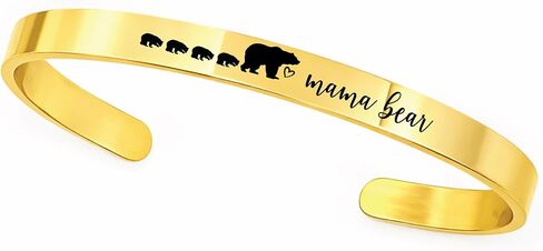 SM Design Mama Bear Cuff Bracelet Gift For Mom with Cubs Valentines Day Birthday Personalized Amount of Cubs Mom Gift ST-MAMA-BEAR-CUFF in Saudi Arabia
