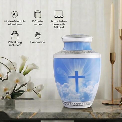 Cross Photo Cremation Urns for Men and Women Human Ashes - Adult Large Urn in Kuwait
