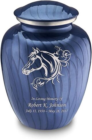 Geturns Embrace Small Personalized Horse Cremation Urns for Human Ashes I Pearl Light Blue Funeral Urn for Men and Women I Holds up to 44 Cubic Inches in Kuwait
