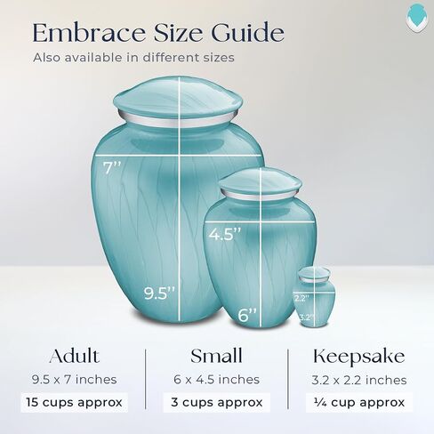 Geturns Embrace Small Personalized Horse Cremation Urns for Human Ashes I Pearl Light Blue Funeral Urn for Men and Women I Holds up to 44 Cubic Inches in Kuwait