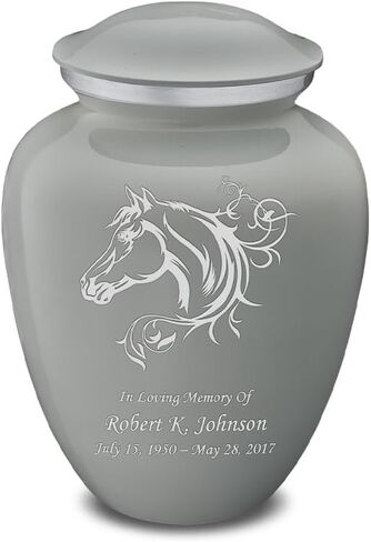 Geturns Embrace Small Personalized Horse Cremation Urns for Human Ashes I Pearl Light Blue Funeral Urn for Men and Women I Holds up to 44 Cubic Inches in Kuwait