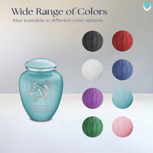 Geturns Embrace Small Personalized Horse Cremation Urns for Human Ashes I Pearl Light Blue Funeral Urn for Men and Women I Holds up to 44 Cubic Inches in Kuwait