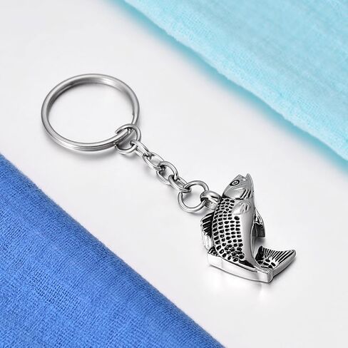 Lucky Fish Cremation Keychain for Ashes Memorial Keepsake Urn Pendant Jewelry with Funnel Kit in Saudi Arabia