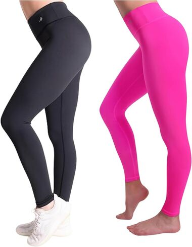 CompressionZ Tummy Control Compression Leggings for Women | High Waisted Workout Yoga Pants (Black + Pink, Large) Bundle in Saudi Arabia
