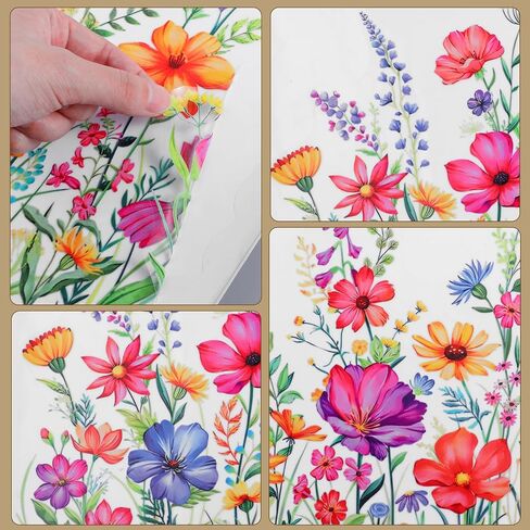 Wildflower Window Clings, Double Sided Flower Window Sticker Floral Windows Clings Wildflower Windows Film Wildflowers Grass Decals for Home Office Door Mirror Decor in Kuwait