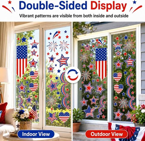 9 Sheets 4th of July Window Clings, Patriotic Static Window Stickers Decorations, Patriotic American Flag Stickers for Glass Windows Decoration for Independence Day School Home Office in Saudi Arabia