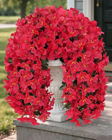 Artificial Flowers for Outdoors – 2 Bundles of UV-Resistant Artificial Bougainvillea, Realistic Silk Flowers for Front Porch, Patio, Garden, Window Boxes & Hanging Baskets (Hot Pink, 2) in Saudi Arabia