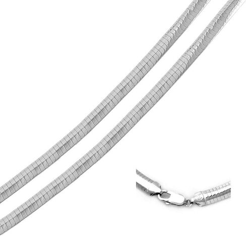 2mm, 3mm, 4mm, 6mm, 8mm Sterling Silver Domed Omega Chain Necklace, Made in Italy in Saudi Arabia
