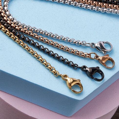 Wolentty Stainless Steel Box Chain Necklace Replacement for Pendant - 24" - 3MM in Saudi Arabia