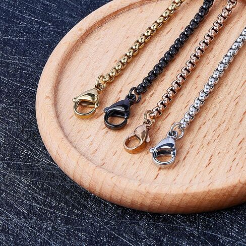 Wolentty Stainless Steel Box Chain Necklace Replacement for Pendant - 24" - 3MM in Saudi Arabia
