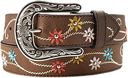 ARIAT Women's Multi-Colored Embroidered Floral Crystal Leather Belt in Kuwait