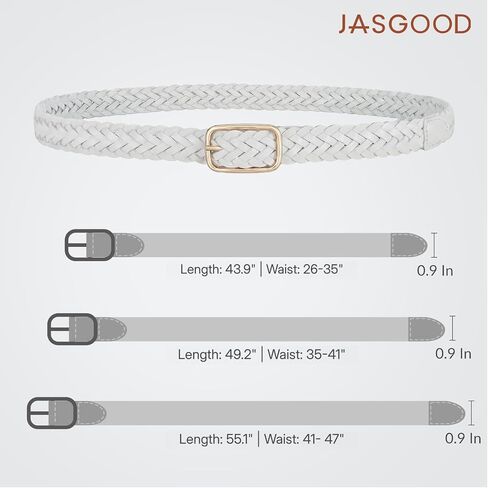 أحزمة جلدية مضفرة من JASGOOD للنساء، حزام خصر بمقاس كبير قابل للتعديل، حزام كاجوال منسوج لفساتين بناطيل الجينز in Kuwait