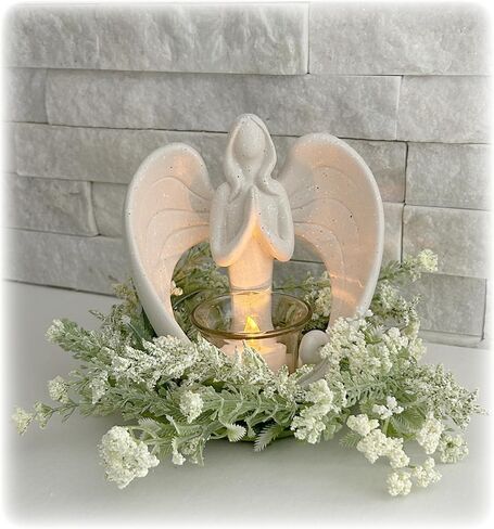 Artificial Green and White Floral Wreath – 8–10 Inch Vintage Wreath with Cream Astilbe Accents for Home Decor, Weddings, or Memorials in Saudi Arabia