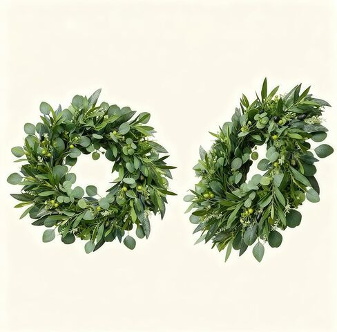 24" Farmhouse Olive Wreath – Extra Full Faux Olive, Eucalyptus & Willow Greenery, Realistic All-Season Wreath for Front Door, Mantel, Wall, Wedding & Indoor/Outdoor Décor in Saudi Arabia