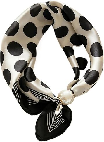 Korean Magnetic Suction Small Square Scarf Imitation Silk Satin Neck Protection Noble Equestrian Print 15x47cm in Kuwait