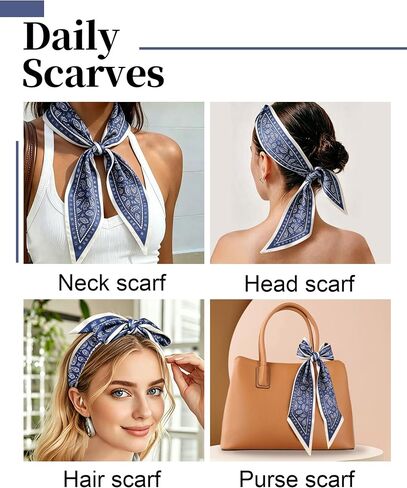 Purse Scarf for Handbags Long Skinny Scarf Bandana Silk Feeling Head Scarf Hair Neck Scarves for Women Bag in Saudi Arabia