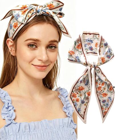 Purse Scarf for Handbags Long Skinny Scarf Bandana Silk Feeling Head Scarf Hair Neck Scarves for Women Bag in Saudi Arabia