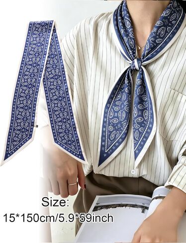 Purse Scarf for Handbags Long Skinny Scarf Bandana Silk Feeling Head Scarf Hair Neck Scarves for Women Bag in Saudi Arabia
