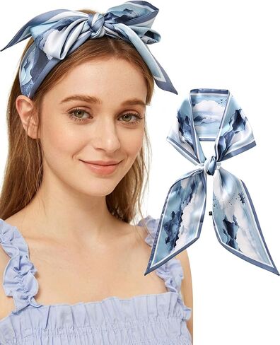 Purse Scarf for Handbags Long Skinny Scarf Bandana Silk Feeling Head Scarf Hair Neck Scarves for Women Bag in Saudi Arabia