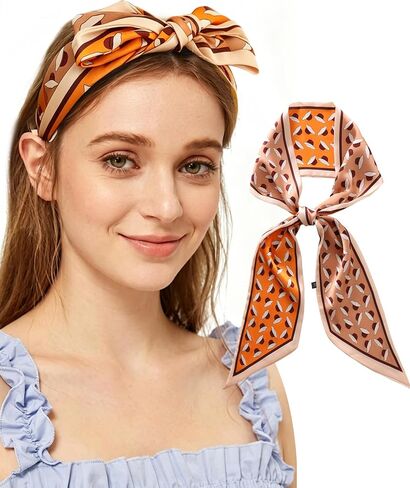 Purse Scarf for Handbags Long Skinny Scarf Bandana Silk Feeling Head Scarf Hair Neck Scarves for Women Bag in Saudi Arabia